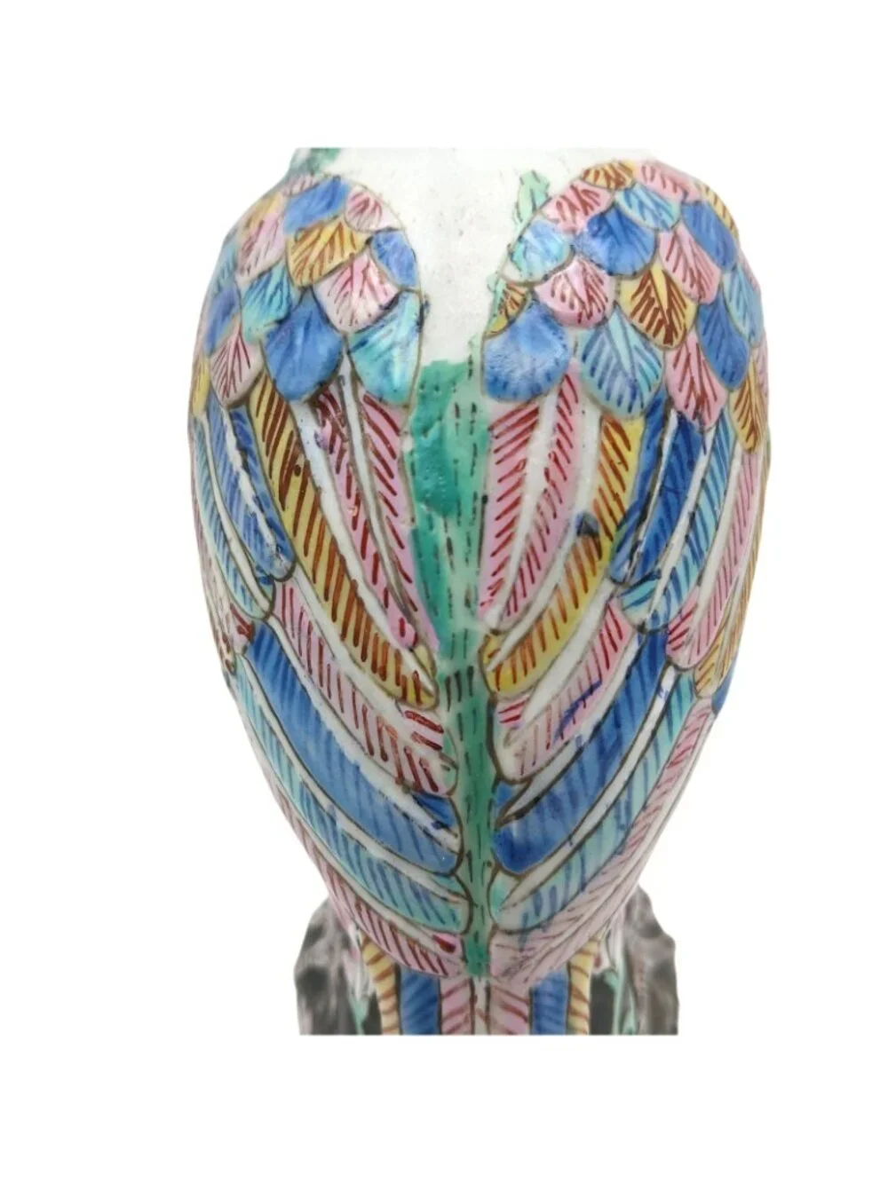 Antique Chinese Phoenix Bird Figurine Famille Rose Porcelain China Mark 8